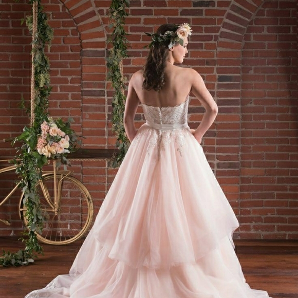 COPY - Emily Hart Bridal Lace Pink Gown Dress Wedding - Picture 10 of 15